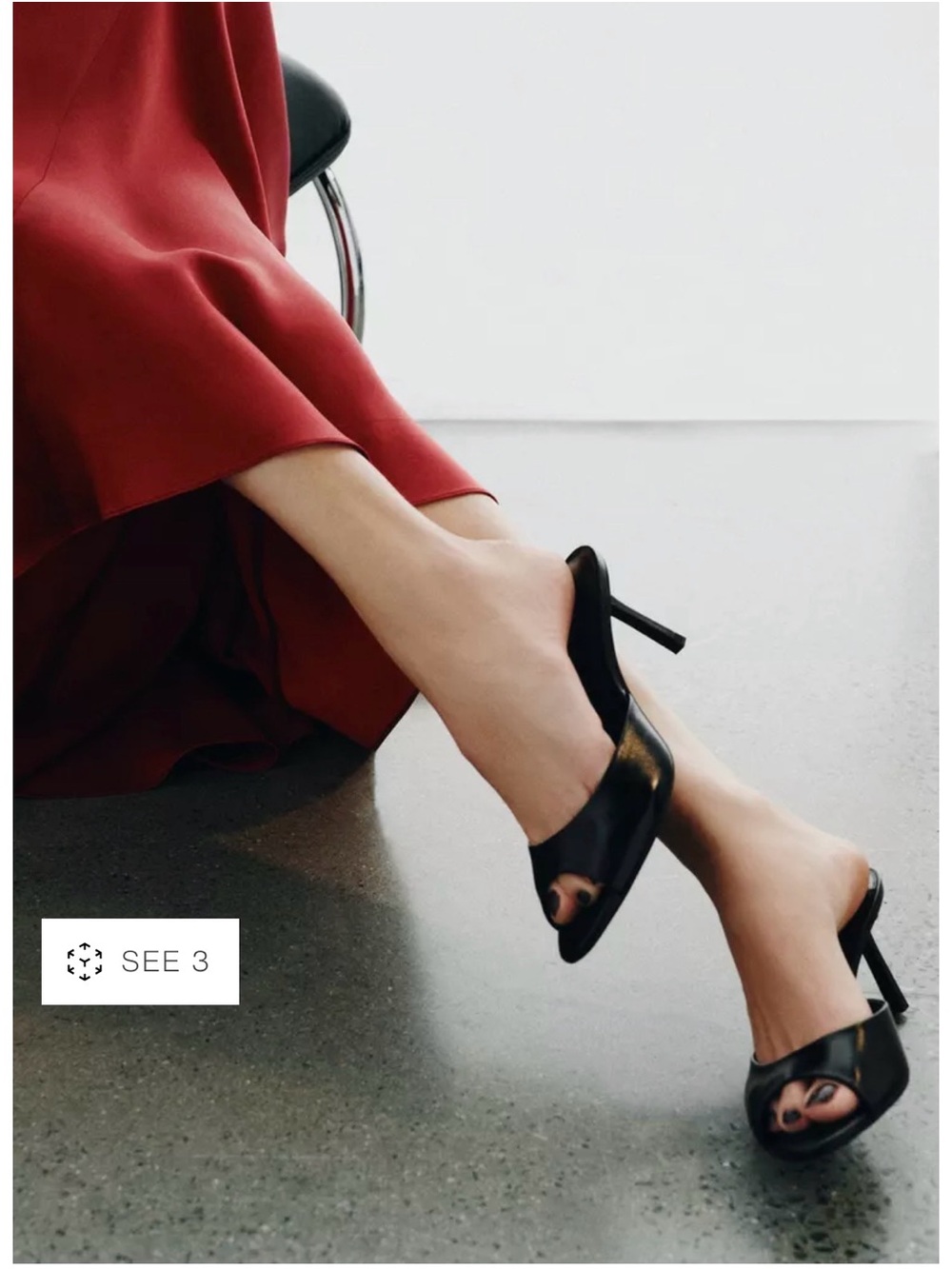 Zara Black Open-Toe Slip-On Mule Sandals